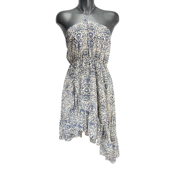 FREE PEOPLE Safari Sunset Halter Ruffle Print asymmetrical  light Summer Dress S - Picture 7 of 13
